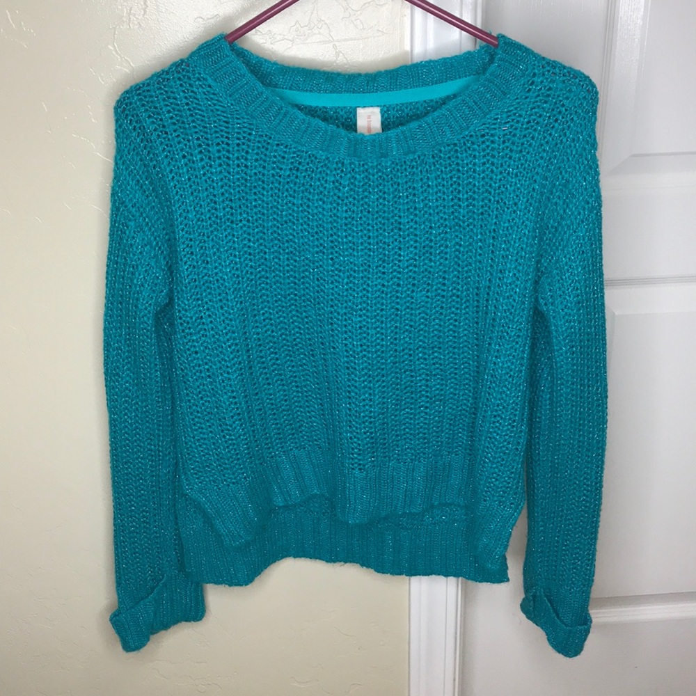 No Boundaries Teal Sequin sweater
